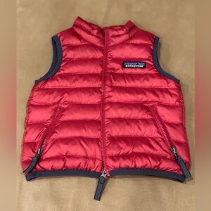 Patagonia Kids Red and Navy Quilted Vest size 6-12 months